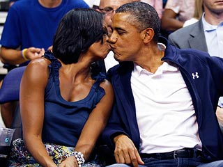 President Obama and First Lady Caught Smooching on Kiss Cam | Barack Obama, Michelle Obama