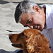 George Clooney Goes Barefoot on the Beach with an Adorable Dog