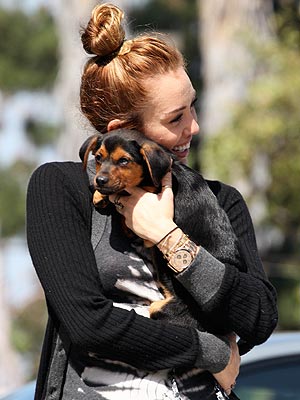 Miley Cyrus with Dog Happy: Photos
