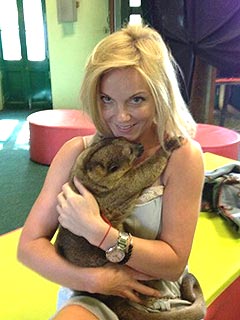 Russell Who? Geri Halliwell Cuddles Up to a Kinkajou | Geri Halliwell