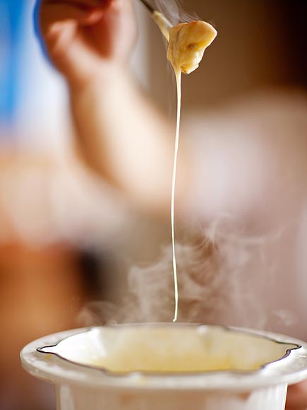 Which mentions eating fondue by the fire?
