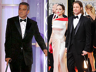George Pokes Fun at Injured Brad at Golden Globes | Angelina Jolie, Brad Pitt, George Clooney