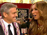 Guiliana Rancic Leis George Clooney, Juggles with Jane Lynch | George Clooney, Giuliana Rancic