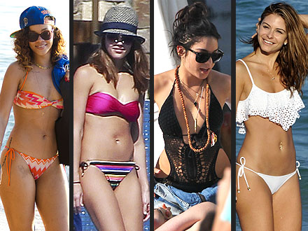 Rihanna, Jessica Alba in Bikinis