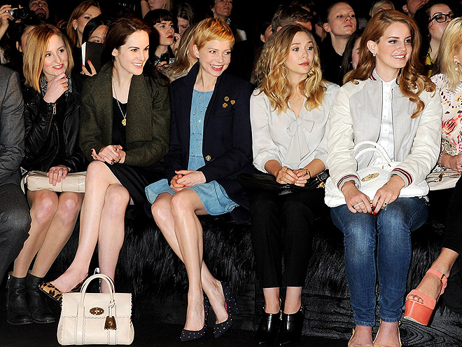 MULBERRY FRONT ROW photo | Elizabeth Olsen, Lana Del Rey, Laura Carmichael, Michelle Dockery, Michelle Williams