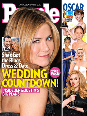  photo | Couples, Academy Awards, Oscars 2013, Jennifer Aniston Cover, Adele, Anne Hathaway, Charlize Theron, Jennifer Aniston, Jennifer Lawrence, Justin Theroux