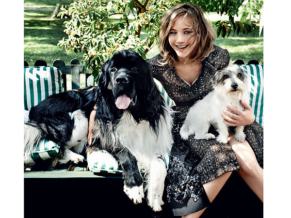 Jennifer Lawrence Poses with Dogs for Vogue Shoot