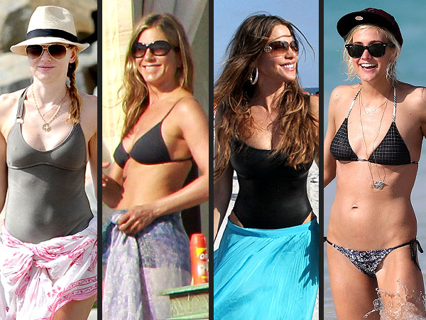 Jennifer Aniston, Ashlee Simpson in Bikinis