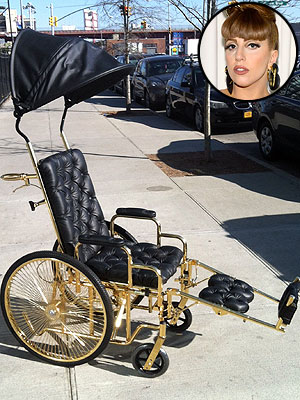 Lady Gaga gold wheelchair