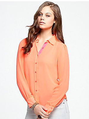 Joe's orange blouse