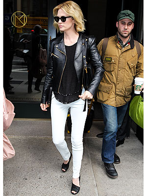 January Jones leather jacket