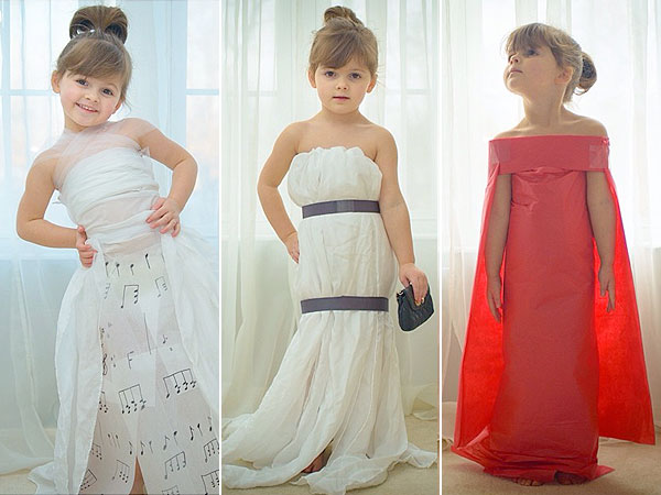 Девочка-дизайнер платьев из бумаги