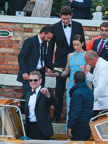George Clooney and Guests Board Boats at Sunset and Head to Wedding Ceremony| Couples, Marriage, Wedding, Amal Alamuddin, Cindy Crawford, George Clooney, Matt Damon