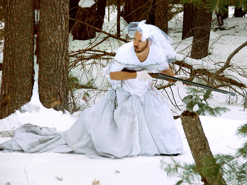 Man wearing wedding dress