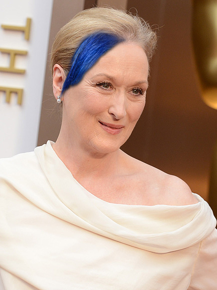 See Meryl Streep, Martin Scorsese and Other Celebs with Liza Minnelli's Blue Hair Streak| Judi Dench, Liza Minnelli, Meryl Streep