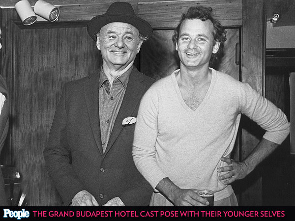 The Grand Budapest Hotel Stars Posing with Their Younger Selves| The Grand Budapest Hotel, Adrien Brody, Bill Murray, Harvey Keitel, Jason Schwartzman, Jeff Goldblum, Jude Law, Owen Wilson, Ralph Fiennes, Tilda Swinton, Wes Anderson, Willem Dafoe