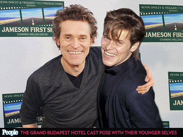 The Grand Budapest Hotel Stars Posing with Their Younger Selves| The Grand Budapest Hotel, Adrien Brody, Bill Murray, Harvey Keitel, Jason Schwartzman, Jeff Goldblum, Jude Law, Owen Wilson, Ralph Fiennes, Tilda Swinton, Wes Anderson, Willem Dafoe