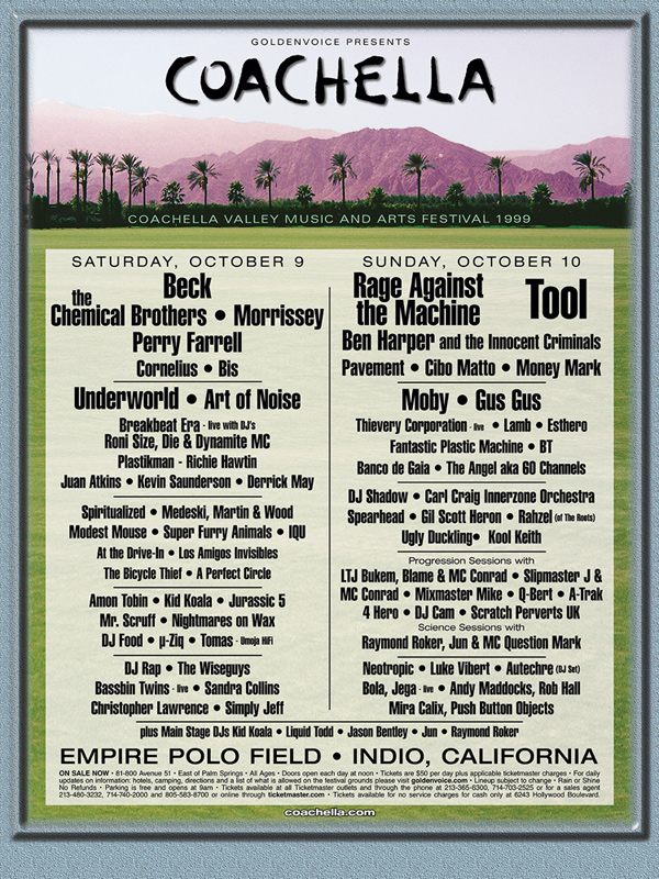 Revisit 15 Years of Coachella with Every Poster from Festivals Past| Black Eyed Peas, Foo Fighters, Kraftwerk, N.E.R.D., Pixies, Rage Against the Machine, Tool, The Coachella Music and Arts Festival, Pharrell Williams