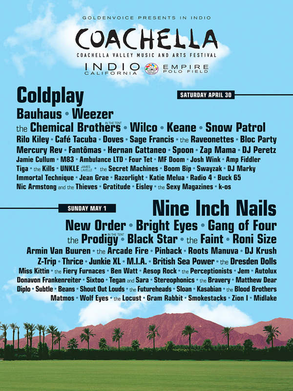 Revisit 15 Years of Coachella with Every Poster from Festivals Past| Black Eyed Peas, Foo Fighters, Kraftwerk, N.E.R.D., Pixies, Rage Against the Machine, Tool, The Coachella Music and Arts Festival, Pharrell Williams