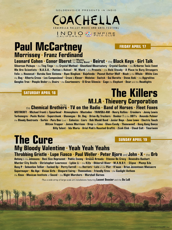 Revisit 15 Years of Coachella with Every Poster from Festivals Past| Black Eyed Peas, Foo Fighters, Kraftwerk, N.E.R.D., Pixies, Rage Against the Machine, Tool, The Coachella Music and Arts Festival, Pharrell Williams