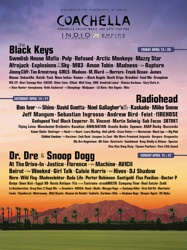 Revisit 15 Years of Coachella with Every Poster from Festivals Past| Black Eyed Peas, Foo Fighters, Kraftwerk, N.E.R.D., Pixies, Rage Against the Machine, Tool, The Coachella Music and Arts Festival, Pharrell Williams