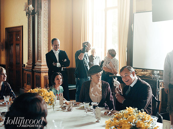 See Behind-the-Scenes Photos from the Upcoming Season of Downton Abbey| Downton Abbey, TV News, Hugh Bonneville, Julian Fellowes, Laura Carmichael, Maggie Smith, Michelle Dockery