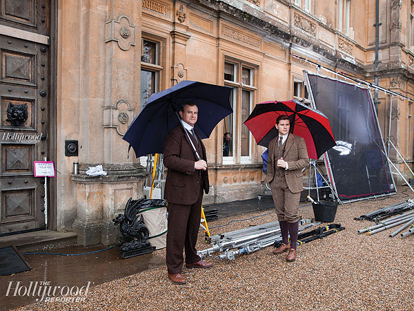 See Behind-the-Scenes Photos from the Upcoming Season of Downton Abbey| Downton Abbey, TV News, Hugh Bonneville, Julian Fellowes, Laura Carmichael, Maggie Smith, Michelle Dockery
