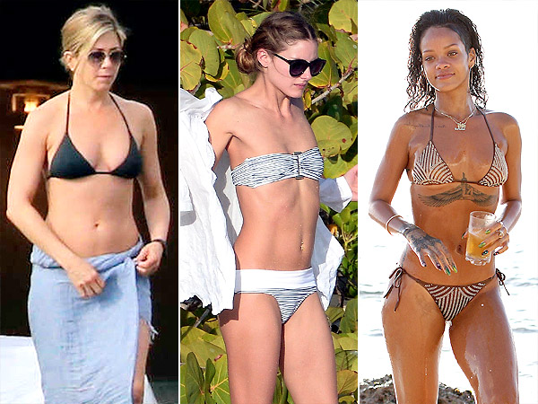Jennifer Aniston, Olivia Palermo, Rihanna in bikinis