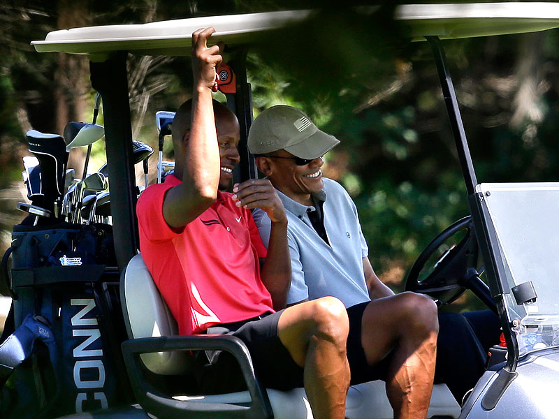 President Obama Enjoys Game of Golf with NBA Stars Ray Allen and Alonzo Mourning| Politics and Current Events, Barack Obama, Michelle Obama