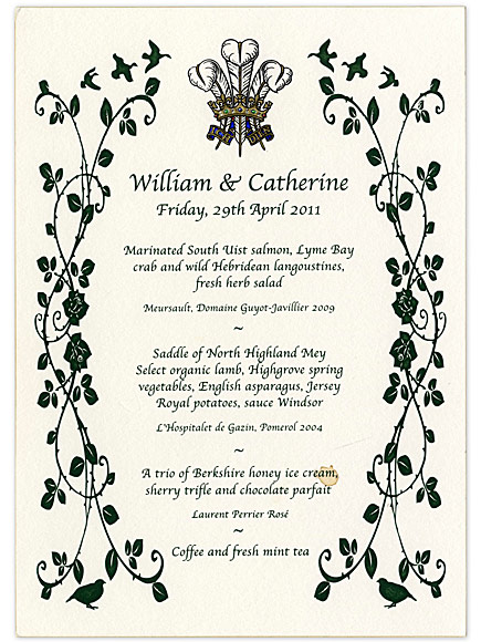 Prince William and Princess Kate’s Wedding Menu for Sale! What Was Served on Their Special Day?| The British Royals, The Royals, Kate Middleton, Prince William