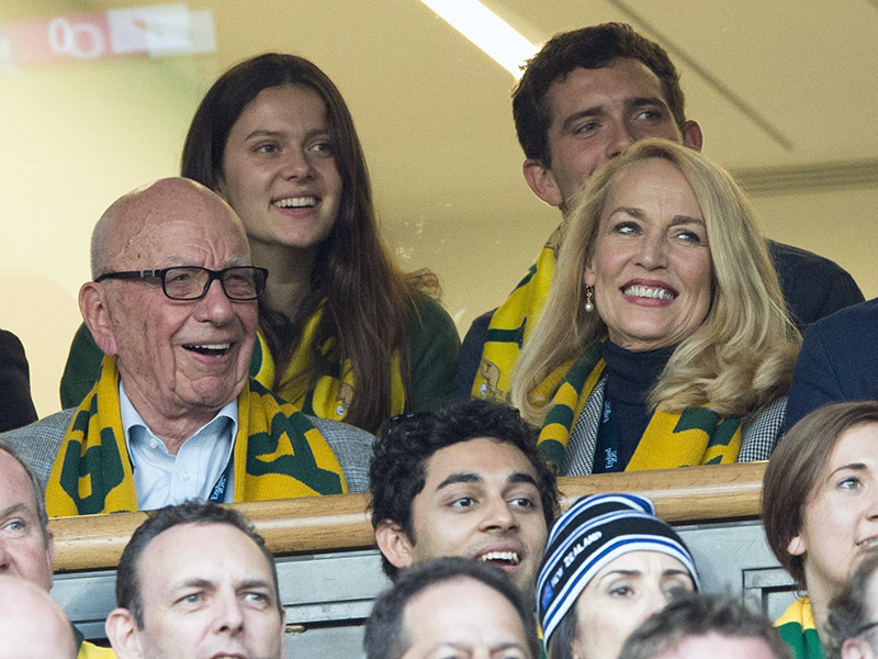 New Couple Alert? Rupert Murdoch Gives Jerry Hall a Smooch as They Attend the Rugby World Cup Final Together| Jerry Hall, Rupert Murdoch