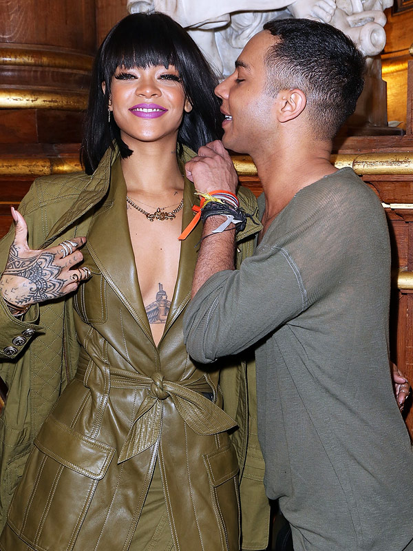 Rihanna, Olivier Rousteing attend the Balmain show