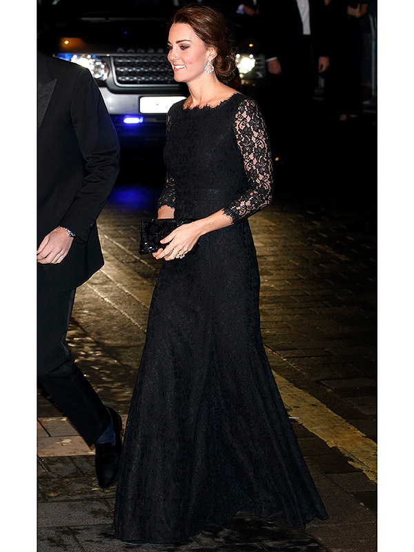 Kate Middleton black lace gown Diane Von Furstenburg