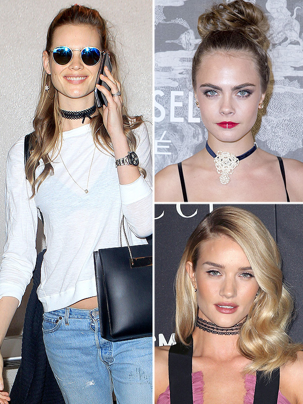 90s chokers Cara Delevingne Natalia Vodianova Rosie Huntington-Whitely