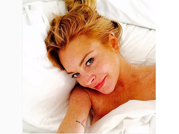 Lindsay Lohan Makeup Free Selfie