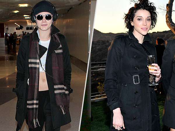 Cara Delevingne Annie Clark St Vincent Sharing Coat Twinning