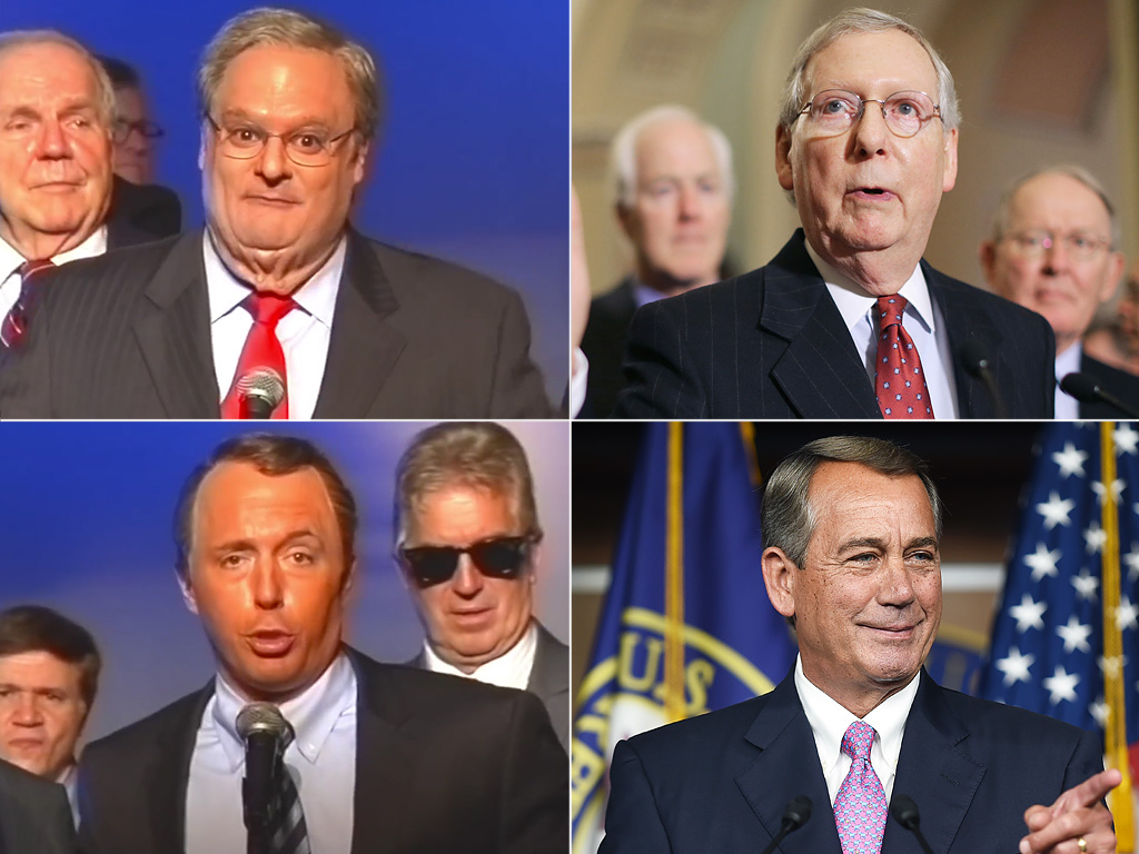 'Paul Ryan,' 'John Boehner' and More OG GOPers Do the Establishment Shuffle in SNL Spoof Video| 2016 Presidential Elections, politics, Saturday Night Live, Bobby Moynihan, Donald Trump, Paul Ryan, Taran Killam