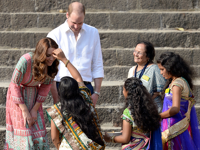 Prince William and Princess Kate Receive Tika Dots on Their Foreheads During Traditional Ceremony in Mumbai| The British Royals, The Royals, Kate Middleton, Prince William
