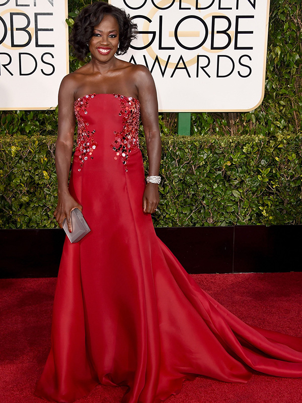 viola davis red dress