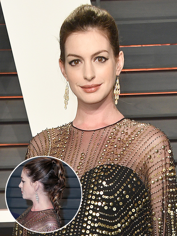Anne Hathaway Oscars afterparty hair look