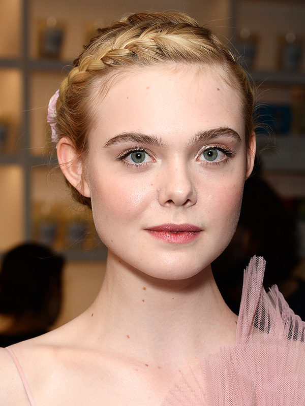 Elle Fanning braided floral updo