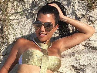 Anchors Away! Kourtney Kardashian Sports a Very Nautical Monokini While on Vacation