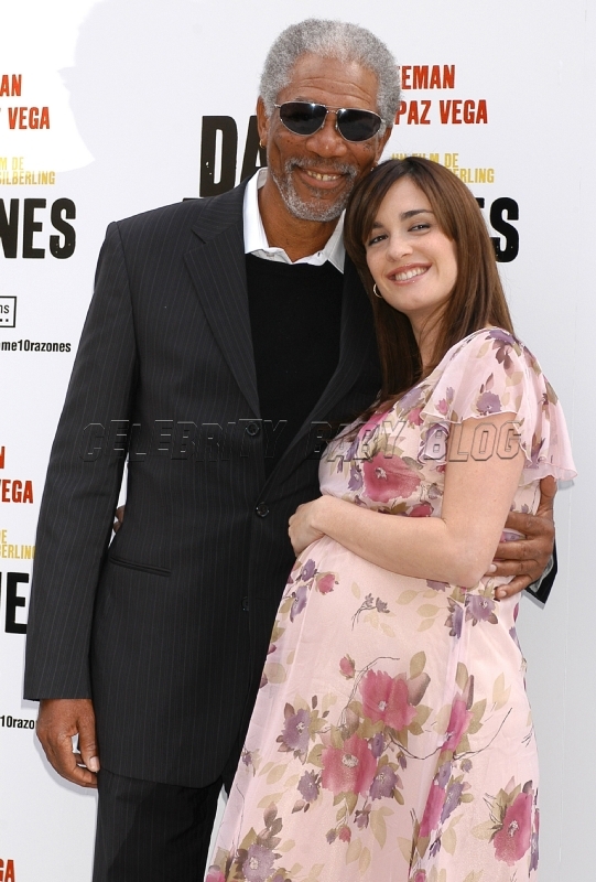 Pregnant Paz Vega with Morgan Freeman – Moms &amp; Babies – Celebrity ...