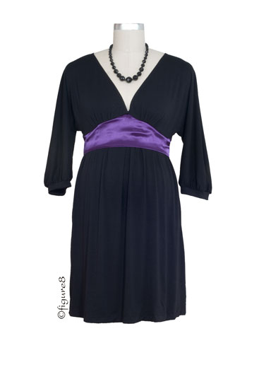 Melissa is wearing Lauren Kiyomi's Kimono Dress in black with purple sash