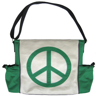 Savannah Baby Clothing on Beatrix   S Green Groovy Baby Peace Sign Diaper Bag Tote   115