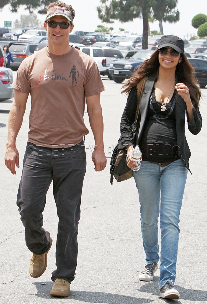 Matthew McConaughey and Camila Alves at Dodgers game