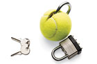tennis ball, lock and keys