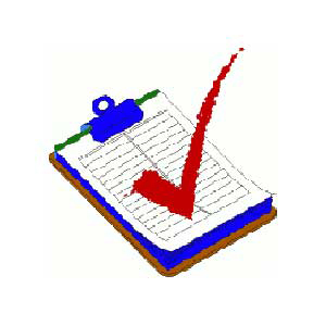 Blue clipboard with checklist and red checkmark