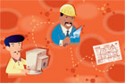 man on computer communicating with contractor