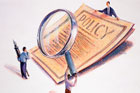 illustration of men looking at policy paperwork
